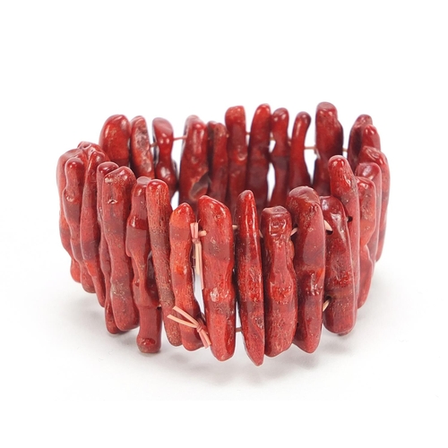 2030 - Naturalistic coral bracelet, approximately 3.5cm high, 56.5g