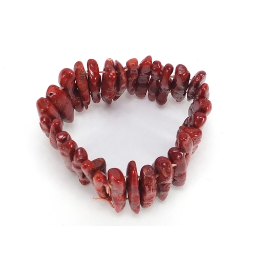 2030 - Naturalistic coral bracelet, approximately 3.5cm high, 56.5g