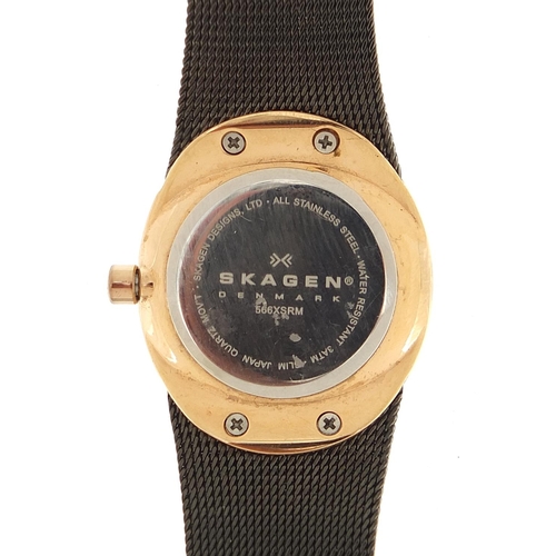 1779 - Skagen, Danish ladies' wristwatch set with clear stones, the case 26mm wide