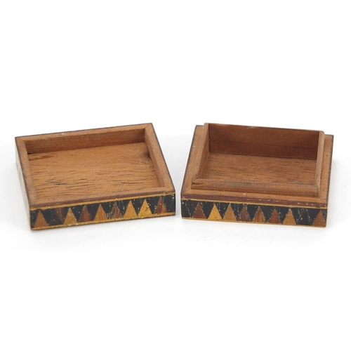 266 - Victorian Tunbridge Ware stamp box, 4cm x 3.5cm