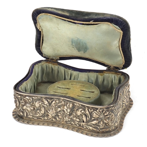 583 - Edward VII, silver jewellery box with hinged pin cushion lid and fitted silk lined interior, A & B, ... 