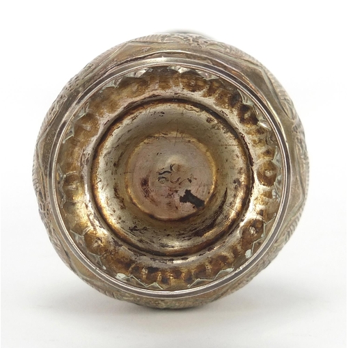 1111 - Anglo Indian unmarked silver rosewater sprinkler, 21.5cm high, 120.0g