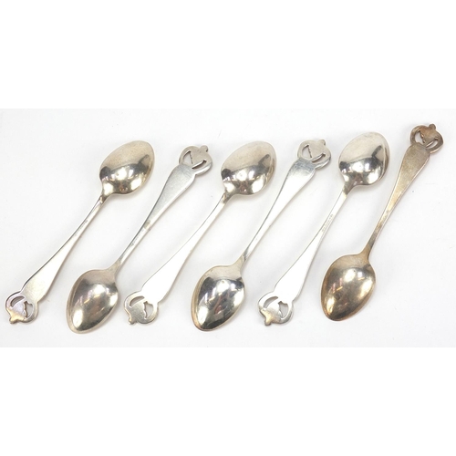 585 - C G Hallberg, set of six Swedish silver teaspoons, 10.5cm in length, 79.6g