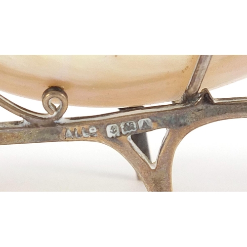 485 - Adie & Lovekin Ltd, George V silver and mother of pearl table salt in the form of a wheelbarrow, Bir... 