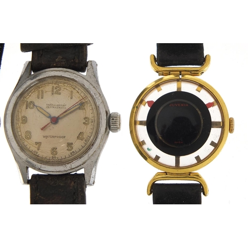 1992 - Three wristwatches including a ladies silver cocktail watch and one with military type dial