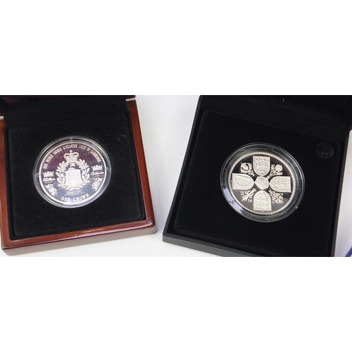 1725 - Silver proof coins comprising a 2003 Piedfort three coin collection, Royal Baby Christening silver c... 