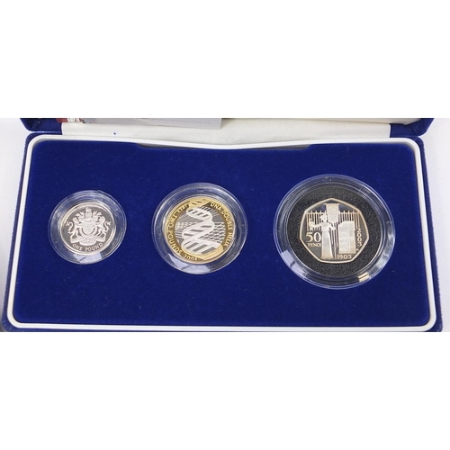 1725 - Silver proof coins comprising a 2003 Piedfort three coin collection, Royal Baby Christening silver c... 