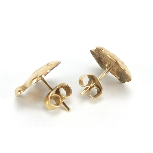 2102 - Pair of 9ct gold Mr Happy earrings, 9.5mm high, 0.3g