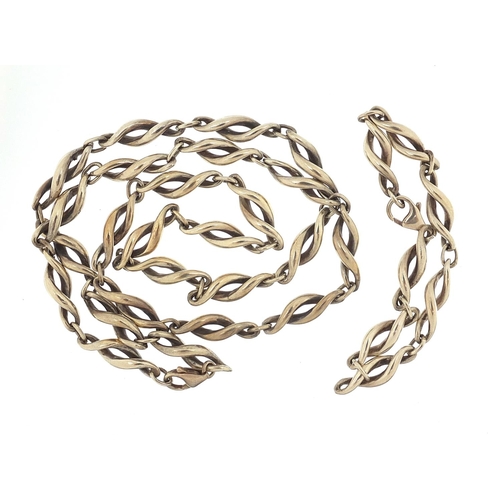 49 - Mappin & Webb Modernist silver necklace and bracelet housed in a John Donald velvet and silk lined b... 