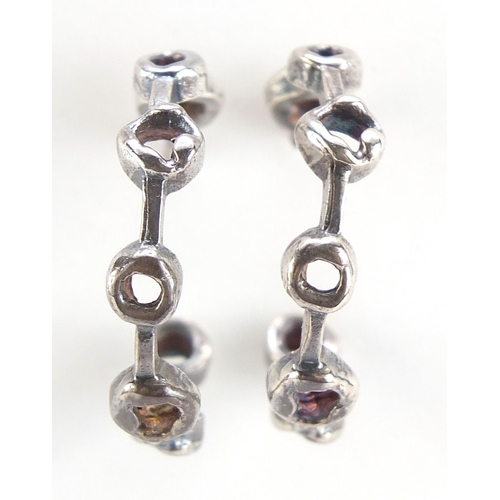 48 - John Donald, pair of Modernist silver hoop earrings, 2cm in diameter, 5.2g