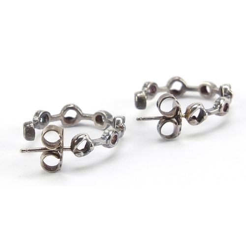 48 - John Donald, pair of Modernist silver hoop earrings, 2cm in diameter, 5.2g