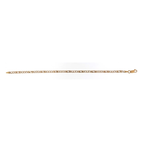 148 - 9ct gold Figaro link bracelet, 18cm in length, 5.2g