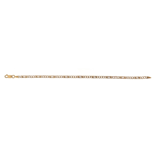 148 - 9ct gold Figaro link bracelet, 18cm in length, 5.2g