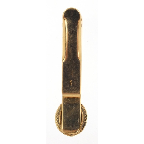 862 - 14ct gold diamond and black onyx tie clip, 4.5cm in length, 5.8g