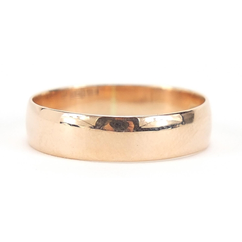 361 - Victorian 9ct rose gold wedding band, hallmarked Birmingham 1883, size P, 2.2g