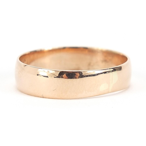 361 - Victorian 9ct rose gold wedding band, hallmarked Birmingham 1883, size P, 2.2g