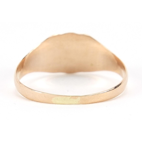 799 - Edwardian 9ct rose gold signet ring, hallmarked Birmingham 1914, size Q, 1.2g