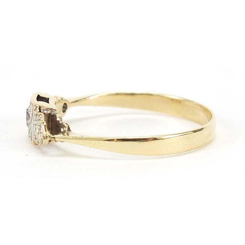 116 - Art Deco 18ct gold diamond ring, size P, 1.6g