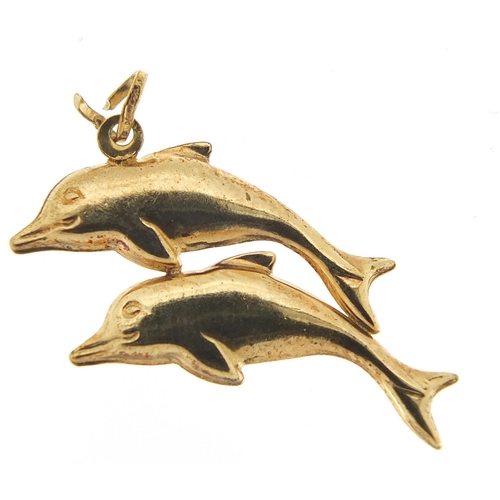 436 - 9ct gold leaping dolphins pendant, 2.5cm wide, 1.1g