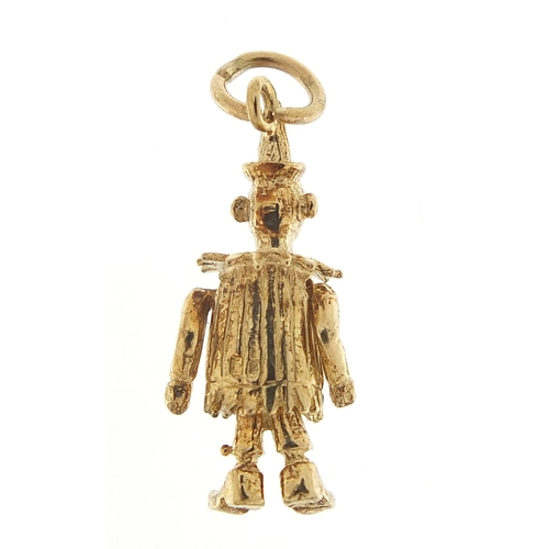 730 - 9ct gold articulated clown pendant, 2.4cm high, 2.4g