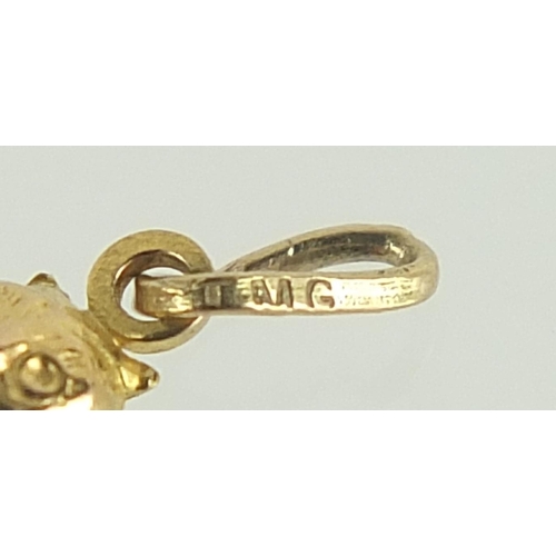 1997 - 9ct gold owl charm, 1.6cm high, 0.6g