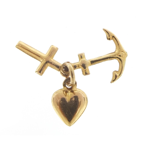 432 - 9ct gold faith, hope and charity charm, 0.8g