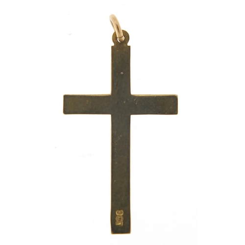 776 - 9ct gold cross pendant, 3cm high, 0.9g