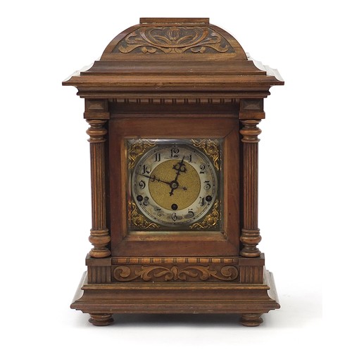 75 - Kienzle, German walnut Westminster chiming bracket clock with side push button, silvered chapter rin... 