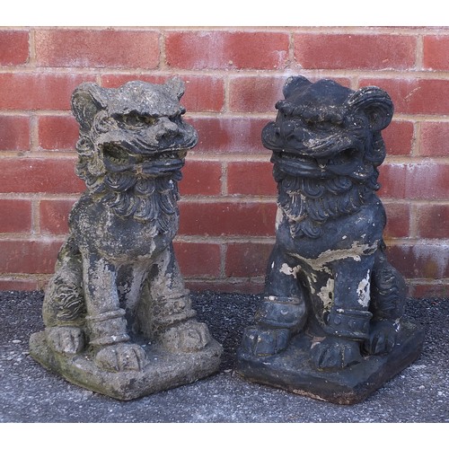 2591 - Pair of stoneware garden dogs of Foo, 46cm high