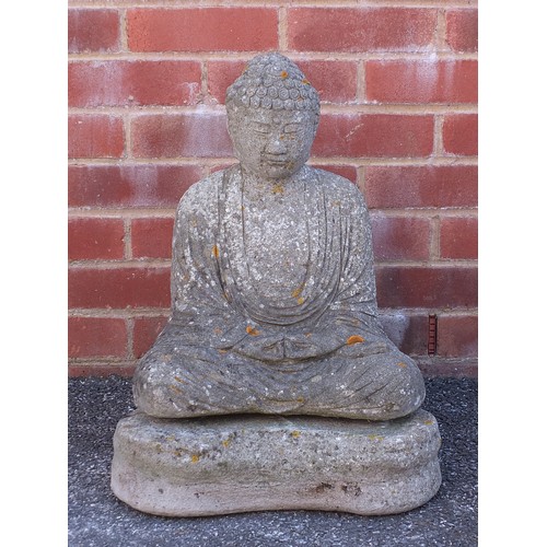 2592 - Stoneware garden figure of Thai Buddha seated in the lotus position, 50cm high