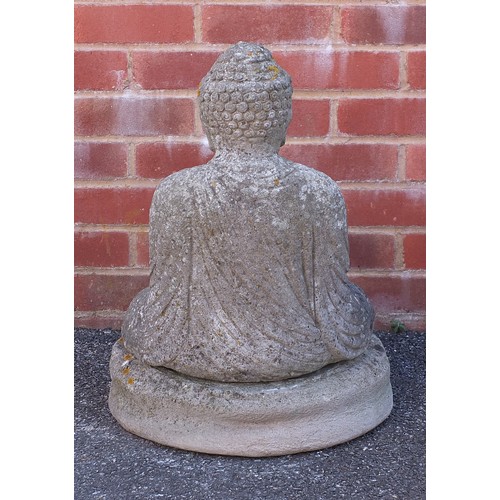 2592 - Stoneware garden figure of Thai Buddha seated in the lotus position, 50cm high