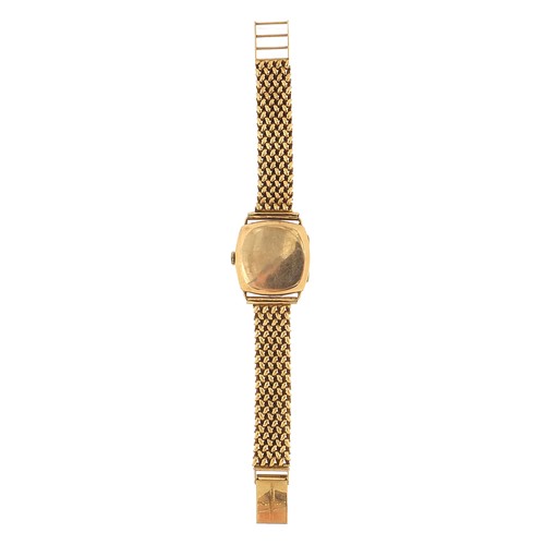 1133 - Zenith, gentlemen's 9ct gold wristwatch with 9ct gold strap, the case 28mm wide, 40.8g