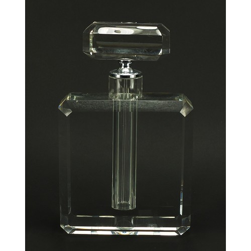 304 - Large Art Deco style clear glass scent bottle, 26cm high