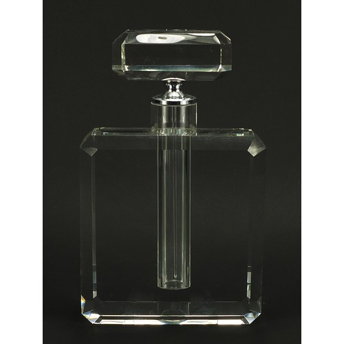 304 - Large Art Deco style clear glass scent bottle, 26cm high