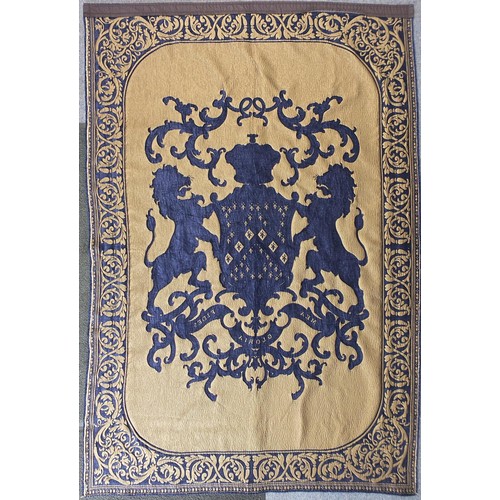 1911 - Large tapestry embroidered with a coat of arms, 243cm x 155cm