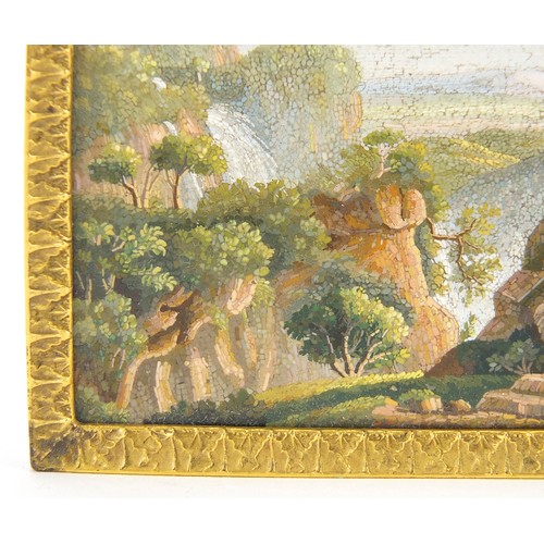 25 - Extremely fine early 19th century Italian micro mosaic panel depicting Tivoli Waterfalls, with ornat... 