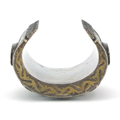 353 - African unmarked silver cuff, 7.5cm in length, 164.8g