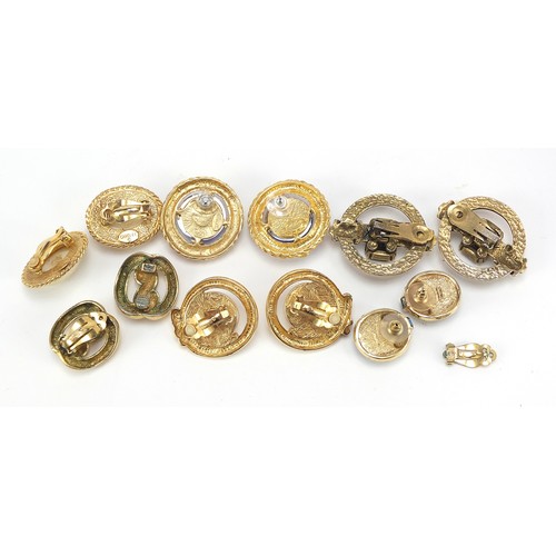 1894 - Vintage earrings including Christian Dior, Les Bernard and Carolee, the largest 3.5cm in diameter