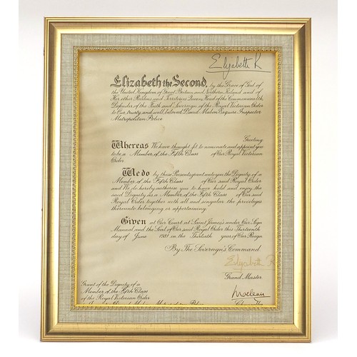 2113 - **WITHDRAWN** Elizabeth II Bond of Appointment, mounted and framed, 34.5cm x 27cm excluding the moun... 