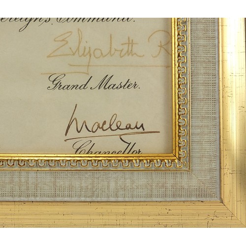 2113 - **WITHDRAWN** Elizabeth II Bond of Appointment, mounted and framed, 34.5cm x 27cm excluding the moun... 