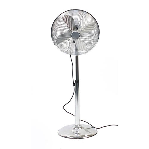 1038 - Chrome floor standing adjustable fan, 110cm high
