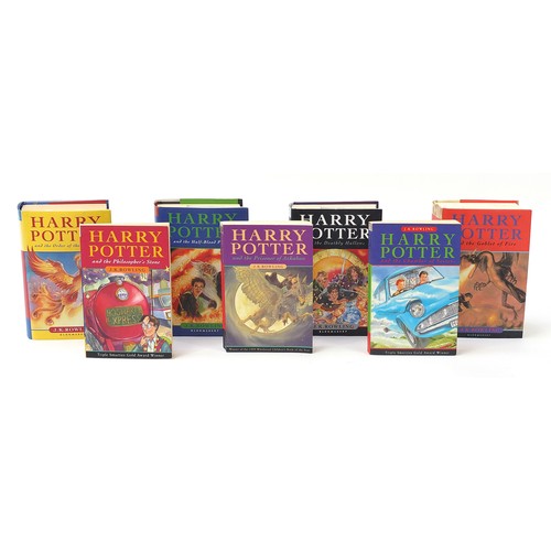 1887 - Seven Harry Potter books including paperback Philosopher's Stone, first edition Deathly Hallows, fir... 