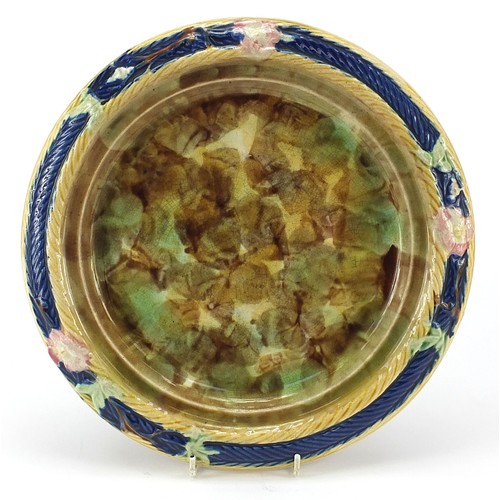 574 - Victorian Majolica cheese dome on stand, 31cm in diameter