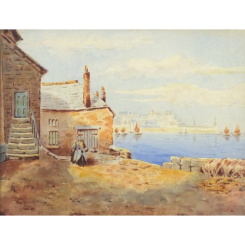 1966 - M Hutchinson - Near Charmouth 1930, watercolour, mounted, framed and glazed, 25.5cm x 19.5cm excludi... 