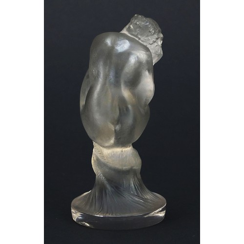 664 - Rene Lalique, French Sirene frosted glass car mascot, in the form of a mermaid, 10.5cm high