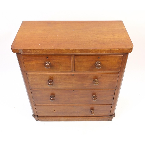 1025 - Victorian mahogany five drawer chest, 108.5cm H x 101cm W x 49cm D