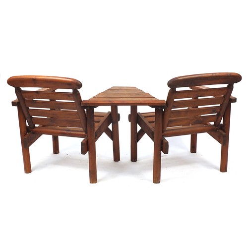 1024A - Teak two seater bench with drinks table, 83cm H x 174cm W x 66cm D