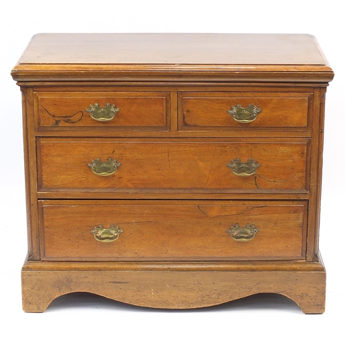 1031A - Edwardian walnut five drawer chest with two short above two long drawers, 84cm H x 100cm W x 47cm D
