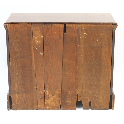 1031A - Edwardian walnut five drawer chest with two short above two long drawers, 84cm H x 100cm W x 47cm D