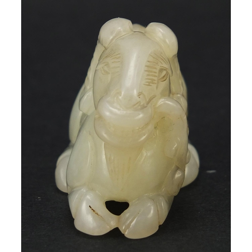 803 - Chinese white jade carving of a ram, 5.5cm in length